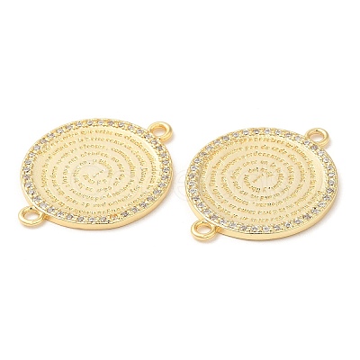 Rack Plating Brass Micro Pave Clear Cubic Zirconia Connector Charms KK-K332-17G-1