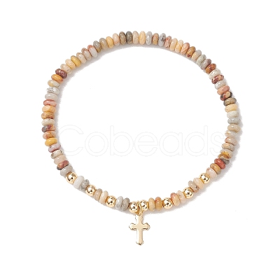 2Pcs Natural Crazy Agate Beads Stretch Bracelets BJEW-JB13415-04-1