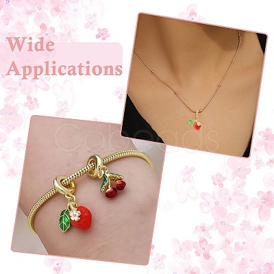 5Pcs 5 Styles Brass Enamel Fruit European Dangle Charms KK-CJ0003-98-1