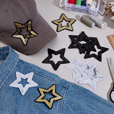 30Pcs 3 Styles Polyester & Sequins Patches PATC-NB0001-55-1