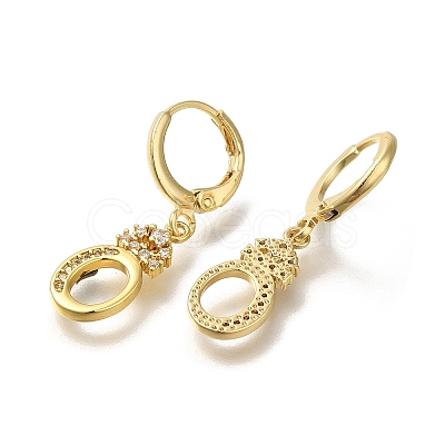 Brass Clear Cubic Zirconia Hoop Earrings EJEW-M045-01O-1