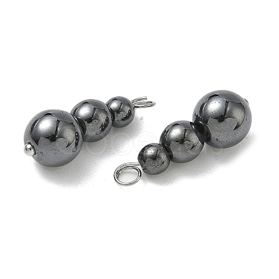 Synthetic Non-magnetic Hematite Round Beaded Pendants PALLOY-JF02867-05-1