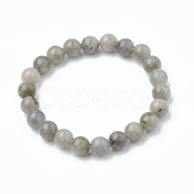 Natural Labradorite Beaded Stretch Bracelets G-T104-29-1