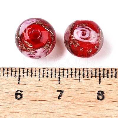 Luminous Handmade Gold Sand Lampwork Beads LAMP-T021-10mm-03V-1