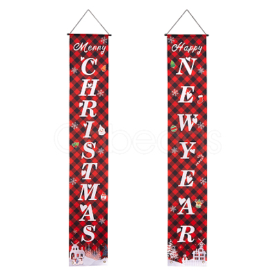 Polyester Hanging Sign for Home Office Front Door Porch Welcome Christmas Decorations AJEW-WH0129-49-1