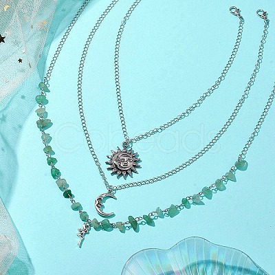 Natural Green Aventurine Chip Beads Necklaces for Women NJEW-JN04804-1