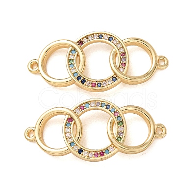Brass Micro Pave Colorful Cubic Zirconia Connector Charms CU-CBA4579-07G-B-1