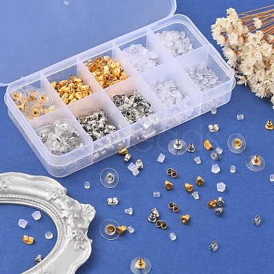 740Pcs 10 Style Brass & Iron & Plastic Ear Nuts DIY-YW0006-34-1