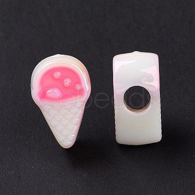 UV Plating Rainbow Iridescent Acrylic European Beads SACR-E009-36-1