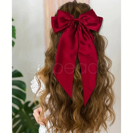 Solid Color Long Bowknot Satin Hair Barrettes PW-WGAD6A6-03-1