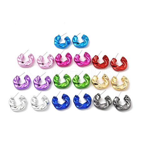 Twist Ring Acrylic Stud Earrings EJEW-P251-16-1