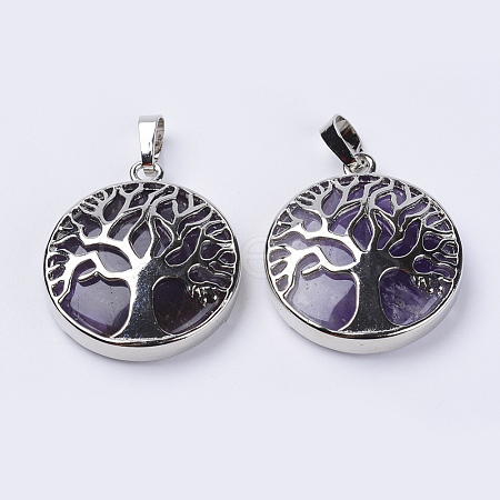 Natural Amethyst Pendants G-P350-D01-1