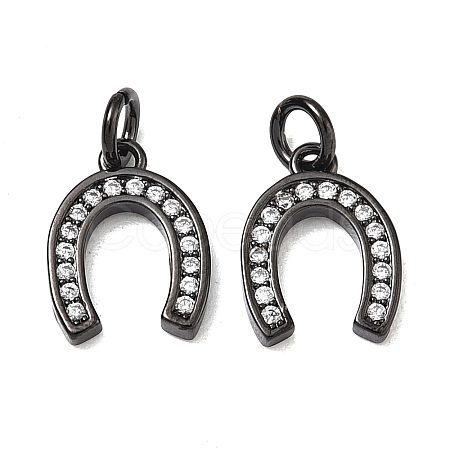 CZ Brass Micro Pave Cubic Zirconia Horse Shoe Charms ZIRC-L018-13B-1