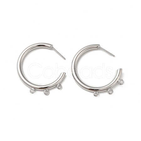 Ring Brass Stud Earring Findings KK-C042-08P-1