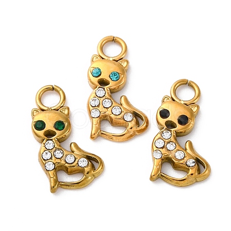 304 Stainless Steel Rhinestone Pendants STAS-I331-09G-1