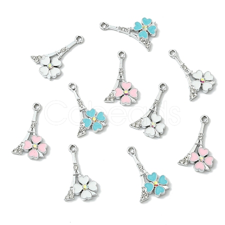 10Pcs Rack Plating Alloy Rhinestone Pendants FIND-YW0008-91A-1
