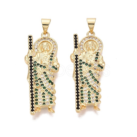 Religion Brass Micro Pave Clear Cubic Zirconia Pendants KK-N287-46H-G-1