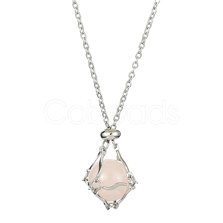 Crystal Cage Holder Necklace NJEW-JN04602-02-1