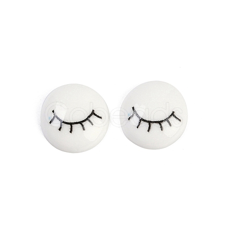 White and Black Flat Round Cartoon Resin Cabochons CRES-Q009-01D-1