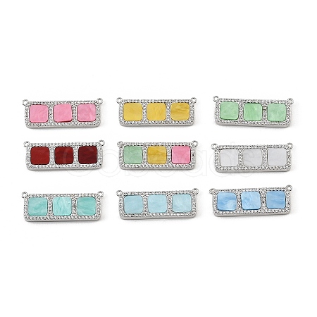 Brass Micro Pave Clear Cubic Zirconia Connector Charms CU-CBA30E8-01P-A-1