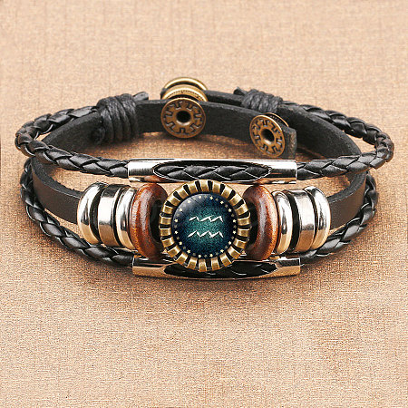 12 Constellations PU Leather Multi-strand Bracelets WGFD09F-11-1