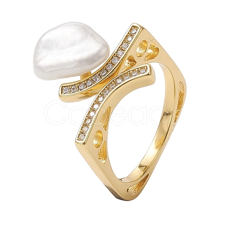 Natural Pearl Finger Rings RJEW-P113-05G-1