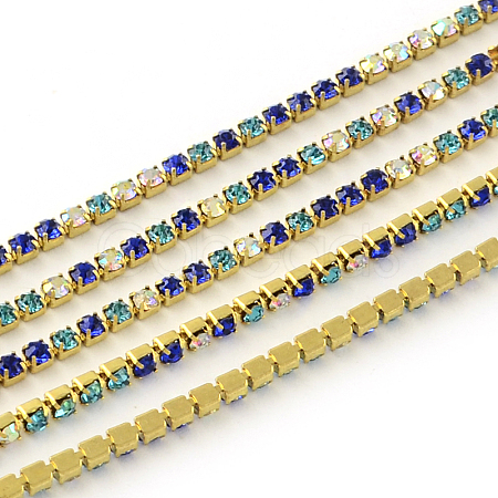 Nickel Free Raw(Unplated) Brass Rhinestone Strass Chains CHC-R119-S6-10C-1-1