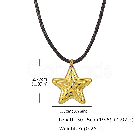 304 Stainless Steel Pendant Black Waxed Cord Necklaces for Women WG4D27E-02-1