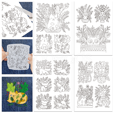 4 Sheets 11.6x8.2 Inch Stick and Stitch Embroidery Patterns DIY-WH0455-037-1