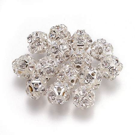 Brass Clear Rhinestone Beads RB-A017-10mm-S-1
