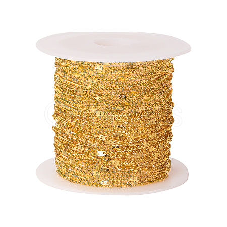 Soldered Brass Coated Iron Curb Chains CH-CJ0001-01A-G-1