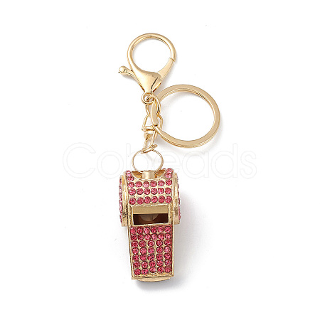 Shining Zinc Alloy Rhinestone Whistle Pendant Keychain KEYC-O014-01G-03-1