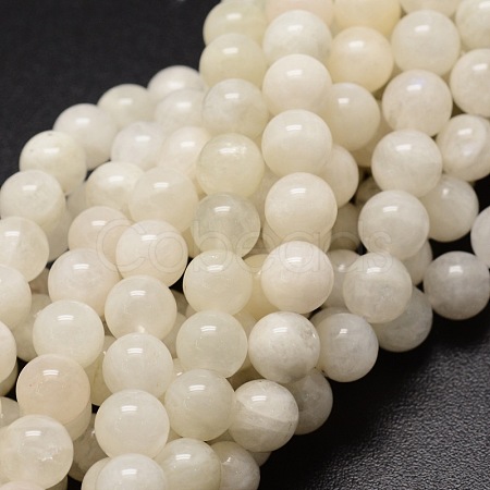 Natural White Moonstone Round Beads Strands X-G-E329-4-4.5mm-49-1