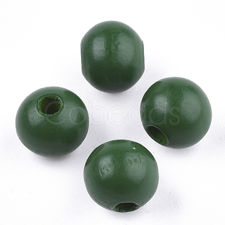 Painted Natural Wood Beads WOOD-S049-05D-1