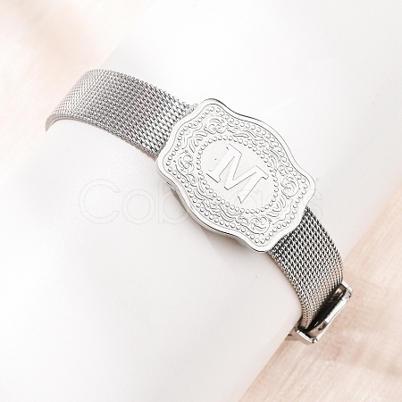304 Stainless Steel Watch Band Chain Bracelets for Women Men BJEW-P386-09P-M-1