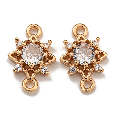 Brass Cubic Zirconia Star Connector Charms KK-U037-32G-01-1