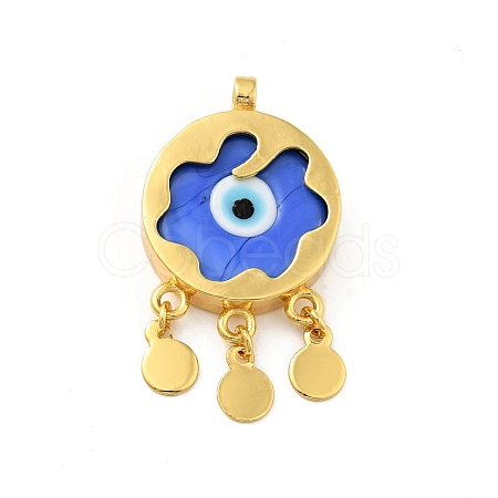 Rack Plating Handmade Evil Eye Lampwork Pendants KK-F838-01G-G-1