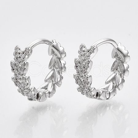 Brass Micro Pave Cubic Zirconia Huggie Hoop Earring EJEW-N011-03P-1