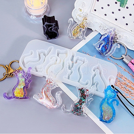 Cat Shape Quicksand DIY Silhouette Silicone Mold DIY-K067-02A-1