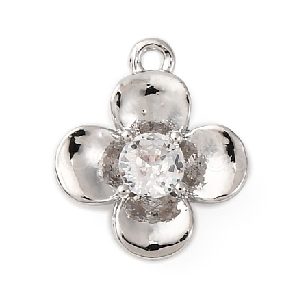 Brass Pave Clear Cubic Zirconia Charms LS-KK-V016-20P-1
