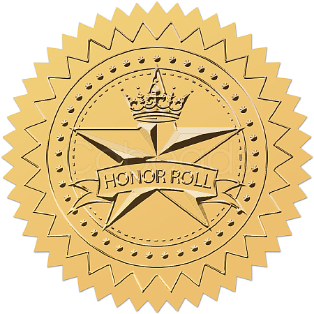 Plastic Self Adhesive Gold Foil Embossed Stickers DIY-WH0575-067-1
