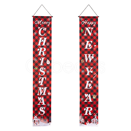 Polyester Hanging Sign for Home Office Front Door Porch Welcome Christmas Decorations AJEW-WH0129-49-1