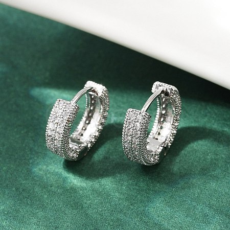 Brass Micro Pave Clear Cubic Zirconia Hoop Earrings EJEW-S277-09P-A-1