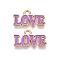 Valentine's Day Theme Alloy Enamel Pendants, Lead Free & Cadmium Free, Golden, Word Love Charm, Blue Violet, 9.5x17.5x1mm, Hole: 1.8mm