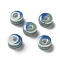 Handmade Porcelain Beads, Flat Round, Dodger Blue, 9.5~10x6mm, Hole: 3mm