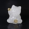 Resin Craft Display Decorations, with Natural Quartz Crystal Chip, Lucky Cat Figurine, for Home Feng Shui Ornament, 63x55x45mm