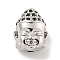 Brass Micro Pave Clear Cubic Zirconia Beads, Buddha Head, Platinum, 11x8.5x6mm, Hole: 1.2mm