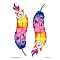 Feather Pattern Removable Temporary Tattoos Paper Stickers, Colorful, 15x10.5cm