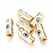 Brass Enamel Beads, Column with Evil Eye, Golden, Colorful, 10x4.5mm, Hole: 1.8mm