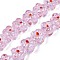 Transparent Handmade Bumpy Lampwork Beads Strands, with Silver Glitter, Flower, Pink, 13.5~14.5x14.5x8.5~10mm, Hole: 0.8~1.6mm, about 35pcs/strand, 18.50 inch~19.37 inch(47cm~49.2cm)